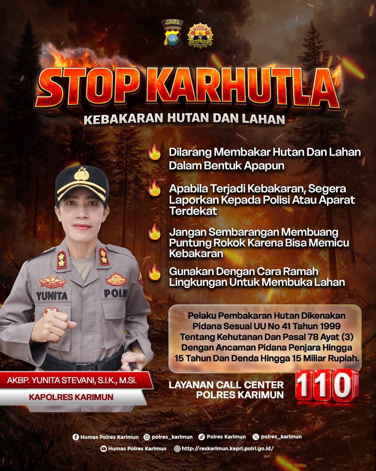 Polres Karimun Imbau Masyarakat Cegah Pembakaran Hutan Dan Lahan